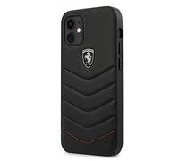 Ferrari - Carcasa de Piel para iPhone 12 Mini, Color Negro