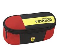 Ferrari - Estuche Ovalado organizado, niña y niño, con Cremallera y Tirador de Cremallera, Estuche Escolar con Compartimento Interior para papelería y Espacio para bolígrafos, 22 x 9,5 x 7 cm, Rojo,