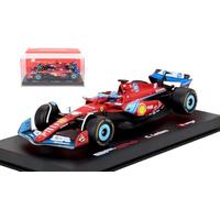 FERRARI F1 SF-24 TEAM SCUDERIA FERRARI N 16 3rd MIAMI GP 2024 CHARLES LECLERC - WITH PILOT AND SHOWCASE RED BLACK LIGHT BLUE