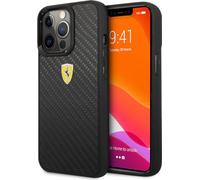 Ferrari FEHCP13LFCABK - Funda para iPhone 13 Pro / 13 6,1", Color Negro On Track Real Carbon