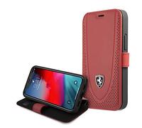 Ferrari FEOGOFLBKP12SRE Book Off Track Perforated - Funda para iPhone 12 Mini de 5,4", Color Rojo