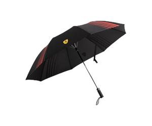 Ferrari Scuderia Paraguas compacto con Scudetto - Negro - Talla única | Edición Especial, Diseñado para los seguidores de McLaren, Marca del equipo McLaren Formula 1, Manga corta con escote redondo