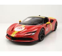 Bburago - Ferrari SF90 Stradale Le Mans Escala 1:18, Réplica Diecast con Capó y Maletero Abatibles, Ruedas Amortiguadas, Licencia Ferrari, Edad 3+ Años