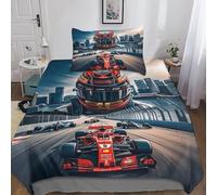Ferrarii Racing Juego De Ropa De Cama Single（135x200cm）, Formulaone Funda De Edredón con Funda De Almohada, Microfibra Suave Juego Sábanas De Cama con Cremallera