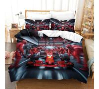Ferrarii Racing Microfibra Juego De Ropa De Cama para Niños Y Niñas, Poliéster Double（200x200cm） Formulaone Funda Nórdica Sábana Encimera Funda De Almohada con Cremallera