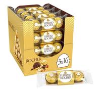 Ferrero Rocher T3 - Pack de 16 Estuches (48 Bombones) | Chocolate Exclusivo con Avellanas Crujientes y Crema de Cacao | Regalo Ideal