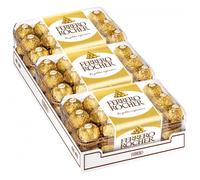 Ferrero Rocher T30 - 3 Estuches de 30 Bombones (90 Unidades) | Chocolate Premium con Avellana Envueltos en Oro, Ideal para Regalo o Celebración
