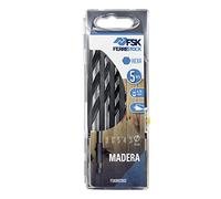 Ferrestock FSKBRC002 Set de 5 brocas hexa para perforar madera, medidas 3/4/5/6/8, afilado autocentrante y sistema de encaje hexagonal para cambio rápido