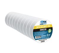 Ferrestock FSKTPV001 Pack 10 unidades cinta aislante de PVC blanca con adhesivo sensible a la presión, 19mmx20m