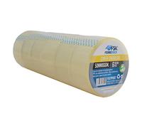 Ferrestock Pack 6 unidades cinta de embalar transparente, fabricada en polipropileno, adhesivo de alta calidad, 50mmx66m, 50 mm x 66 m, Set de 6 Piezas