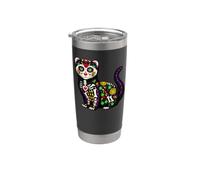 Ferret Calavera de Azúcar Mexicana Calavera Viva México Fiesta Vaso térmico de acero inoxidable de doble pared