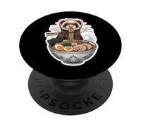Ferret Comiendo Fideos Ramen Arte Japonés Dueño De Mascotas Amante Diversión PopSockets PopGrip Adhesivo