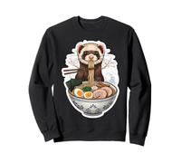 Ferret Comiendo Fideos Ramen Arte Japonés Dueño De Mascotas Amante Diversión Sudadera