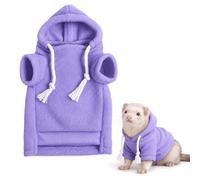 Ferret Hoodie Clothes, Soft Fleece Small Animal Sweater with Hood and Drawstrings, Cozy Pet Outfit for Ferrets(Lavender Purple,Small)