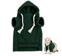 Ferret Hoodie Clothes, Soft Fleece Small Animal Sweater with Hood and Drawstrings, Cozy Pet Outfit for Ferrets(Dark Green,Small)