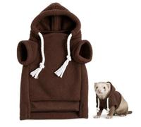 Ferret Hoodie Clothes, Soft Fleece Small Animal Sweater with Hood and Drawstrings, Cozy Pet Outfit for Ferrets(Coffee Brown,Small)