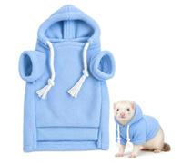 Ferret Hoodie Clothes, Soft Fleece Small Animal Sweater with Hood and Drawstrings, Cozy Pet Outfit for Ferrets(Sky Blue,Large)
