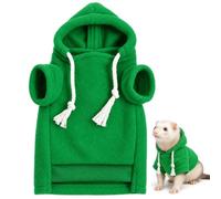 Ferret Hoodie Clothes, Soft Fleece Small Animal Sweater with Hood and Drawstrings, Cozy Pet Outfit for Ferrets(Grass Green,Small)