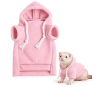 Ferret Hoodie Clothes, Soft Fleece Small Animal Sweater with Hood and Drawstrings, Cozy Pet Outfit for Ferrets(Light Pink,Large)