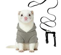 Ferret Hoodie Harness | Polyester Adjustable Soft Lightweight Pet Vest Costume with Leash Outdoor Walking Training Apparel For Small Animals Hamster Chinchilla Rabbit Puppy Kitten Comfort Safety Use