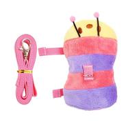 Ferret Traction Rope, Bunny Caterpillar Vest for Small Animals, Flannel Adjustable Walking Harness for Squirrels, Hedgehogs, Puppies & Kittens, Outdoor Camping & Travel Leash, 13-20x110cm
