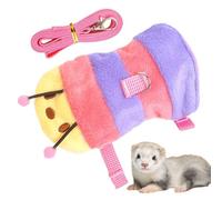 Ferret Traction Rope, Bunny Vest Harness, Caterpillar Design, Small Animal Gear, Secure Walking Accessory for Raccoon Squirrel Hedgehog Kitten Puppy Outdoor Camping Travel, Green, Purple