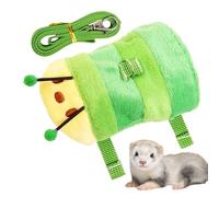 Ferret Traction Rope, Bunny Walking Vest Harness, Soft Caterpillar-Style Adjustable Vest, Lightweight Breathable Pet Gear, for Small Animals Outdoor Travel Camping Raccoon, 13-20cm Green Purple