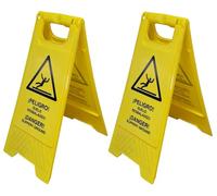 FERRETELIX® 2 UND Señal precaucion suelo resbaladizo mojado 2 caras 61 cm x 30 cm | Alta Visibilidad y Seguridad | Ideal para Restaurantes, Hoteles y Oficinas (2)