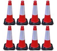 FERRETELIX® 8 Unidades Cono Rojo Señalización Base Goma 50 cm Reflectante