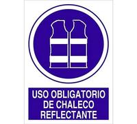 FERRETELIX® Cartel PVC 40 cm x 30 cm - “Uso Obligatorio de Chaleco Reflectante” - Señalización de Seguridad Laboral - Espesor 1 mm