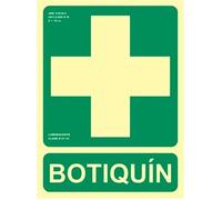 FERRETELIX® Cartel PVC Fotoluminiscente Botiquín 224 mm x 300 mm - Clase B - Homologado UNE 23035/4
