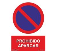 FERRETELIX Cartel señal PVC 40 cm x 30 cm Prohibido aparcar estacionar 1 mm espesor