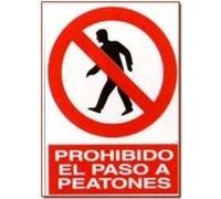FERRETELIX® Cartel Señal PVC 40 cm x 30 cm PROHIBIDO EL PASO A PEATONES