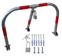 FERRETELIX® Cepo de Parking zincado/Valla Guardaplazas | Bloqueo Manual de Alta Resistencia incluye tornilleria y candado de seguridad