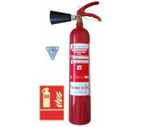 FERRETELIX® Extintor CO2 2 kg - Alta Eficacia - Incluye Cartel Homologado, Soporte de Pared y Difusor - Ideal para Oficinas, Talleres, Cocinas y Vehículos Industriales