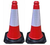 FERRETELIX® Pack 2 Conos de Señalización 50 cm con Base de Goma Reflectante