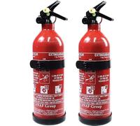 Ferretelix® Pack 2 Extintores 1 kg Polvo ABC -Fabricado EN 2026 Incluye Soporte de Montaje - Homologados para Coche, Hogar, Oficina, Caravana o Barco -