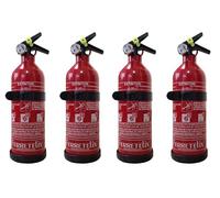 Ferretelix® Pack 4 und Extintores 1 kg Polvo ABC -Fabricado EN 2026 Incluye Soporte de Montaje - Homologados para Coche, Hogar, Oficina, Caravana o Barco -