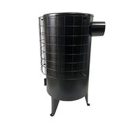 FERRETERIA LEPANTO Estufa de leña redonda Grande chapa Negra para leña potencia 6,7kw