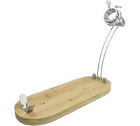 FERRETERIA LEPANTO Jamonero Profesional de Acero Inoxidable con Base de Madera | Soporte jamonero para Jamón y Paletilla | Sistema Basculante y Giratorio para un Corte Preciso (Plegable)