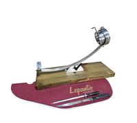 FERRETERIA LEPANTO Jamonero Profesional de Acero Inoxidable con Base de Madera | Soporte jamonero para Jamón y Paletilla | Sistema Basculante y Giratorio para un Corte Preciso (Set Burdeos)