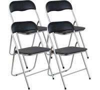 FERRETERIA LEPANTO Silla Plegable, Asiento Auxiliar Acolchado, Silla Ideal para Cocina, Comedor, Salón, Dormitorio - 44 x 45 x 80 cm (4, Negra)