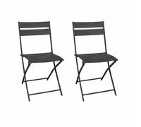 FERRETERIA LEPANTO Silla Plegable, Silla de Acero Plegable para terraza, jardín y Balcones, Asientos Plegables de Acero 77x41cm. (2 sillas Acero Antracita)