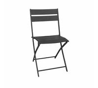 FERRETERIA LEPANTO Silla Plegable, Silla de Acero Plegable para terraza, jardín y Balcones, Asientos Plegables de Acero imitación Madera 77x41cm. (1 Silla Acero Antrasita)