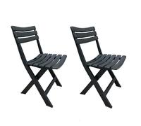 FERRETERIA LEPANTO Silla Plegable, Silla de Resina Plegable para terraza, jardín y Balcones, Asientos Plegables de Resina imitación Madera 77x41cm. (2 sillas Antracita)