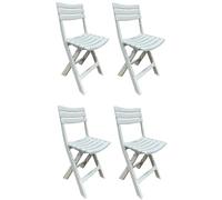 FERRETERIA LEPANTO Silla Plegable, Silla de Resina Plegable para terraza, jardín y Balcones, Asientos Plegables de Resina imitación Madera 77x41cm. (4 sillas Blancas)
