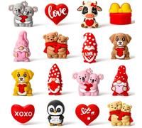 Ferreve 16 cuentas focales de silicona 3D para el día de San Valentín para bolígrafos, fabricación de llaveros, cuentas focales a granel para llavero con cuentas, manualidades, pulseras, collares