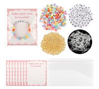 Ferreve Haz tu propia pulsera, kit de manualidades para el día de San Valentín, cuentas pastel, pulsera de bienvenida para el primer día con kit de fabricación de joyas personalizado envuelto y