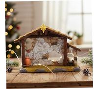 Ferricult Establo de Natividad, Escena de Pesebre de Resina Establo de Natividad Vacío con Detalles Vintage para Decoración de Vacaciones en Interiores y Exteriores, Adornos de Navidad, Juego