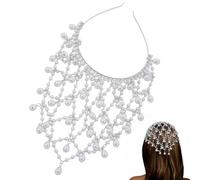 Ferricult Tocado de Perlas, Cadena de Cabeza Art Déco de Rhinestone Rugiente Años 20 Accesorio para el Cabello Flapper para Mujer, Fiesta, Boda Vintage Plata, Día de Pascua